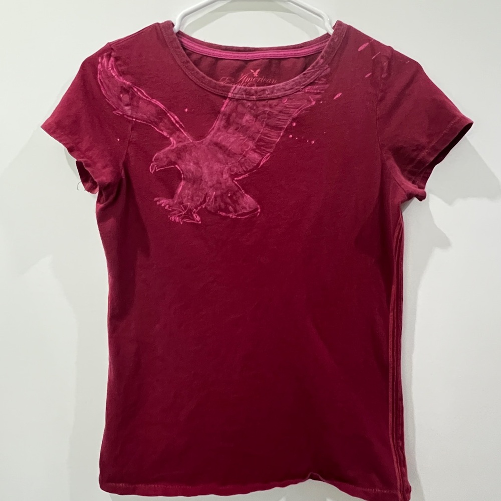 American Eagle Outfitters Red Fitted Short Sleeve T-Shirt
